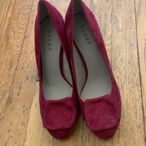 Hinge Suede Flower Heels